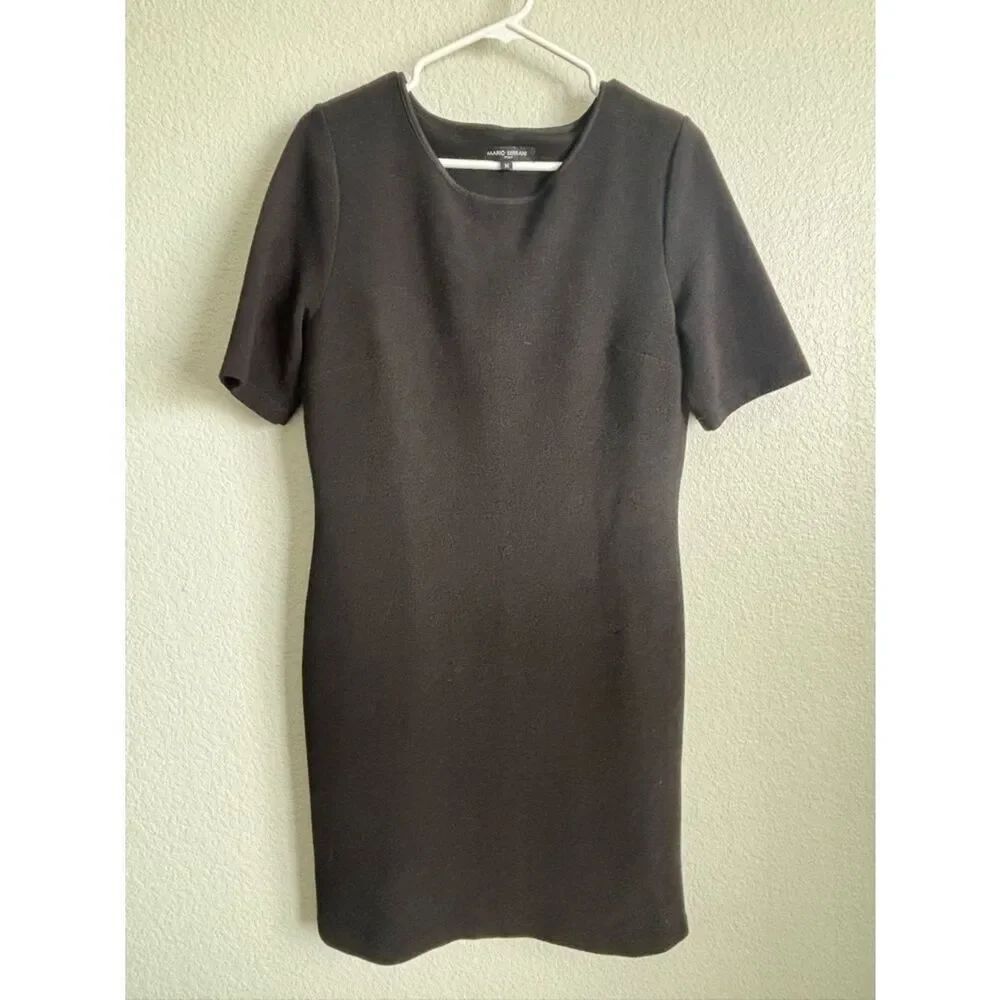Mario Serrani Black Short-Sleeve Midi Sheath Dress
